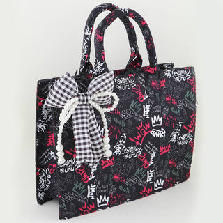 Pearled Plaid Ribbon Bag Charm