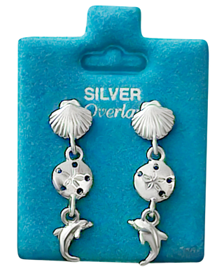 Made In USA Shell Sand Dollar Dolphin Dangles Gold Silver