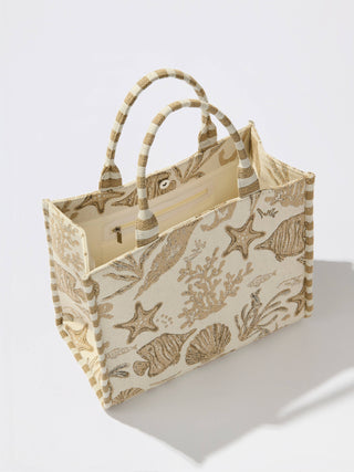 COASTAL JACQUARD TOTE,BEIGE Shiraleah