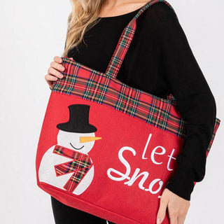 Let It Snow Letter Snowman Christmas Tote Bag