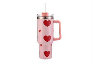 Red Heart Themed Pink 40 oz Tumbler Cup Nima Accessories Inc