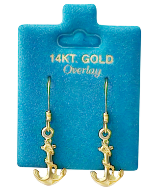 Made In USA Anchor Dangle Earrings Gold or Silver