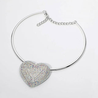Rhinestone Paved Heart Pendant Necklace Sensibling Corp.