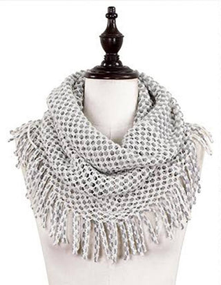 Warm Solid Mini Tube Infinity Scarf With Fringes Cathys Place