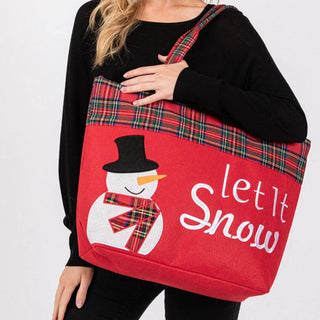 Let It Snow Letter Snowman Christmas Tote Bag