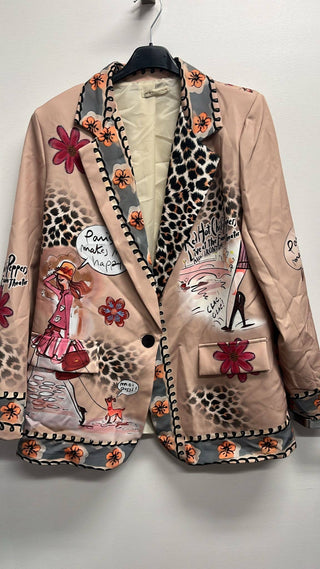LUPA One Size Italian Parisian Chic Print Blazer LOOWIE LOOWIE