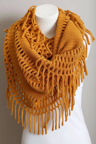Tassel Fringe Knit Infinity Scarf - Bestselling Design Leto Accessories