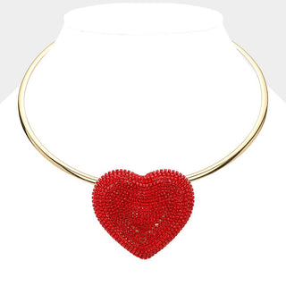 Rhinestone Paved Heart Pendant Necklace Sensibling Corp.