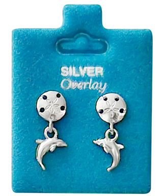 Made In USA Sand Dollar Dolphin Post Dangles Gold/Silver