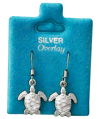 Made In USA Sea Turtle Dangle Earrings Gold or Silver
