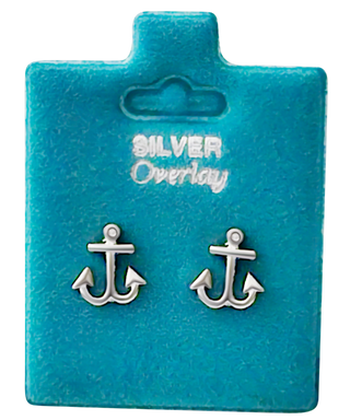 Made In USA Anchor Stud Earrings Gold or Silver