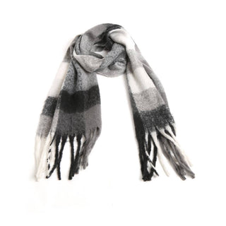 Multi-Color Plaid Oblong Scarf Shawl with Fringe Fashion City