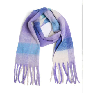 Multi-Color Plaid Oblong Scarf Shawl with Fringe Fashion City