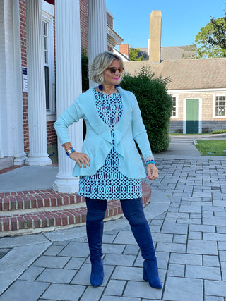 CAROLINE PALE BLUE RUFFLE SWEATER