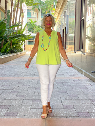 TAILORED LIME SLEEVELESS NECK TOP