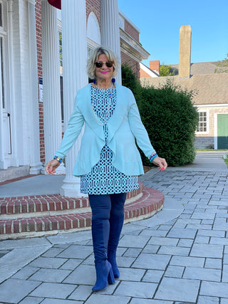 CAROLINE PALE BLUE RUFFLE SWEATER