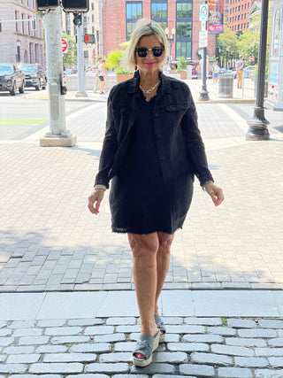 LULU-B BLACK LINEN DRESS