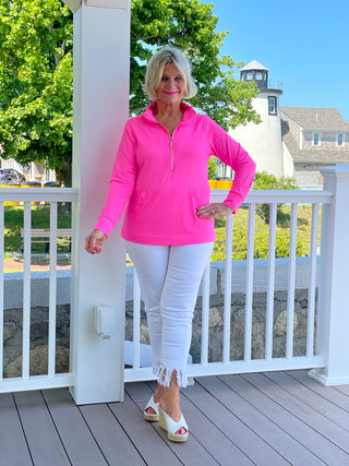 LULU-B KANGAROO HOT PINK HALF ZIPPER