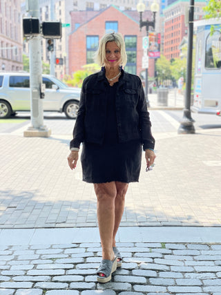 LULU-B BLACK LINEN DRESS