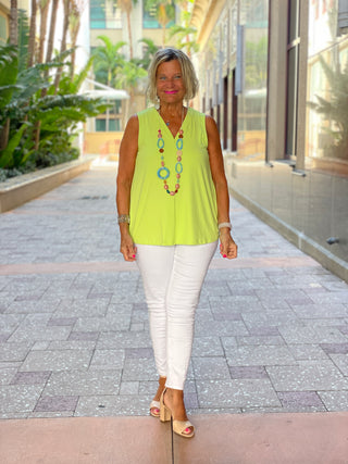 TAILORED LIME SLEEVELESS NECK TOP