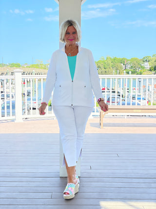 LULU-B WHITE FULL ZIPPER JACKET
