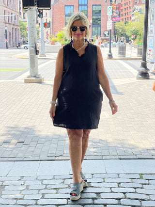 LULU-B BLACK LINEN DRESS