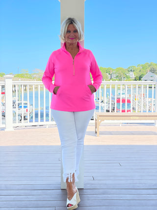 LULU-B KANGAROO HOT PINK HALF ZIPPER