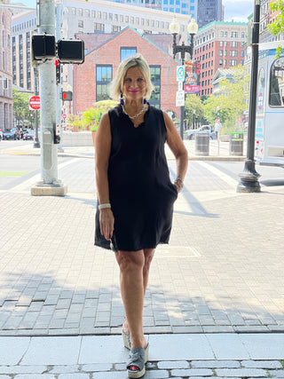LULU-B BLACK LINEN DRESS