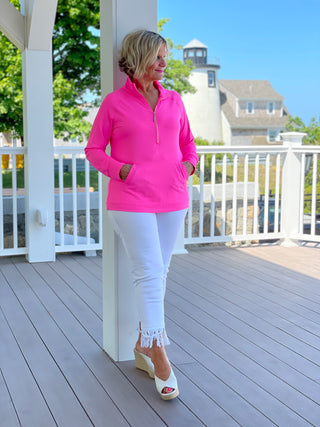 LULU-B KANGAROO HOT PINK HALF ZIPPER