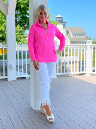 LULU-B KANGAROO HOT PINK HALF ZIPPER