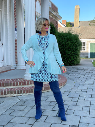 CAROLINE PALE BLUE RUFFLE SWEATER