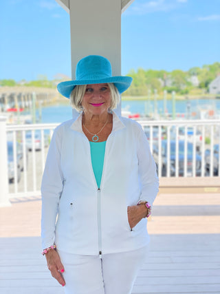 LULU-B WHITE FULL ZIPPER JACKET