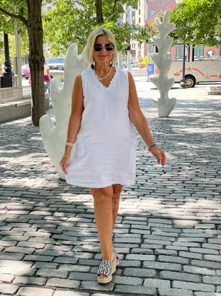 LULU-B WHITE LINEN DRESS