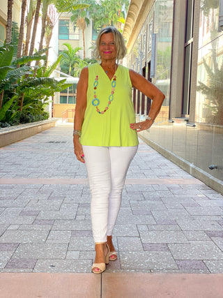 TAILORED LIME SLEEVELESS NECK TOP