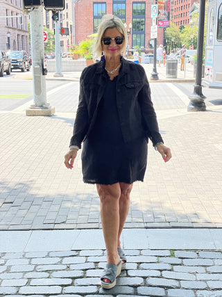 LULU-B BLACK LINEN DRESS
