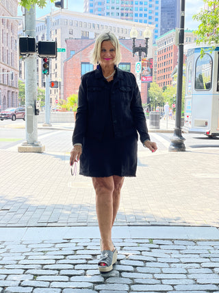LULU-B BLACK LINEN DRESS