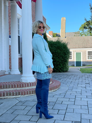 CAROLINE PALE BLUE RUFFLE SWEATER