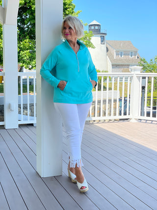 LULU-B KANGAROO SEAFOAM HALF ZIPPER