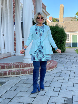 CAROLINE PALE BLUE RUFFLE SWEATER