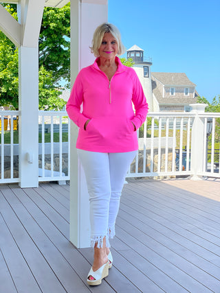 LULU-B KANGAROO HOT PINK HALF ZIPPER