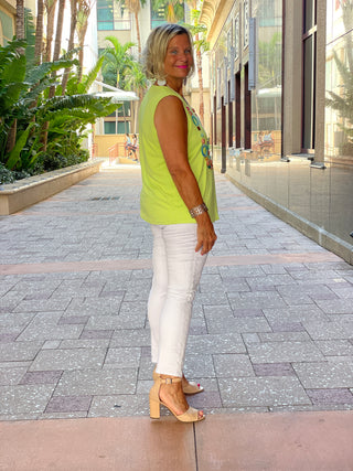 TAILORED LIME SLEEVELESS NECK TOP