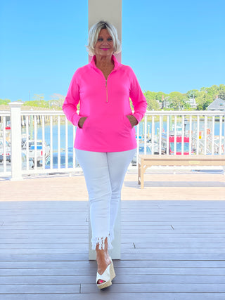 LULU-B KANGAROO HOT PINK HALF ZIPPER