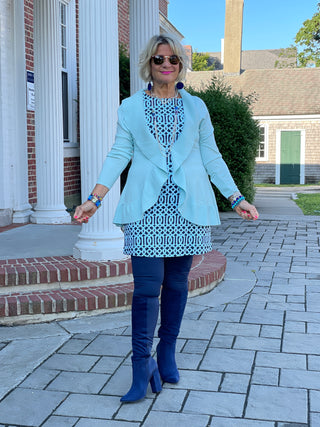 CAROLINE PALE BLUE RUFFLE SWEATER