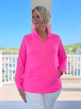 LULU-B KANGAROO HOT PINK HALF ZIPPER