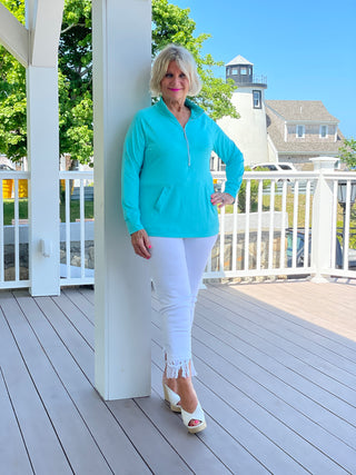 LULU-B KANGAROO SEAFOAM HALF ZIPPER