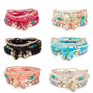 Stackable stretch Multilayered Bracelet Set  8 Layers