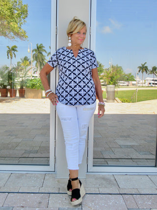 NAPLES SHORT SLEEVE TOP - Cathys Place