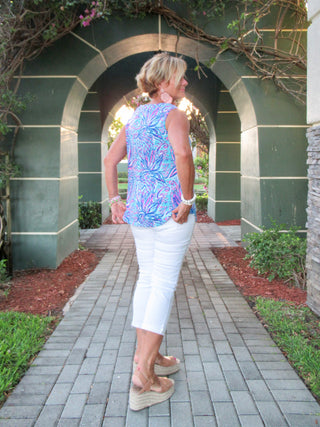 EMMA BLUE SLEEVELESS TOP - Cathys Place