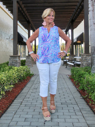 EMMA BLUE SLEEVELESS TOP - Cathys Place