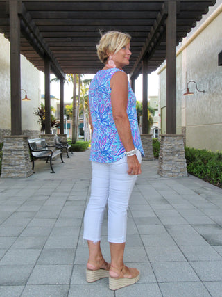 EMMA BLUE SLEEVELESS  V-NECK - Cathys Place